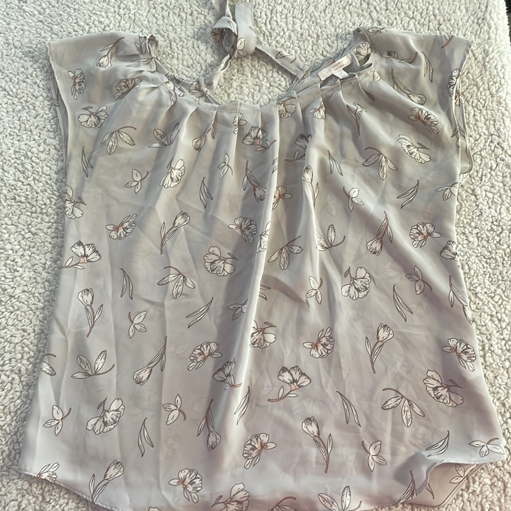 Blue gray floral blouse